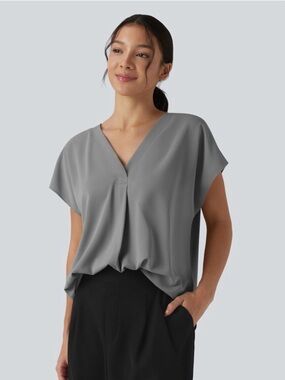 NWT Halara Light Blue/Gray V-Neck Blouse